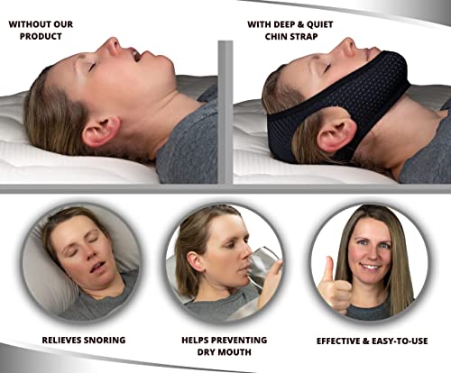 Deep & Quiet Anti-Snoring Chin Strap, Adjustable Breathable Snore Stopper