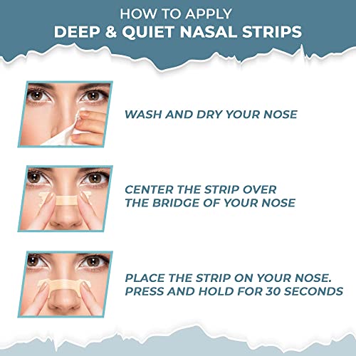 Deep & Quiet Nasal Strips, Tan, 60 Count, Reduce Snoring, Relieve Nose Congestion, Breathe Easier, Sleep Deeper