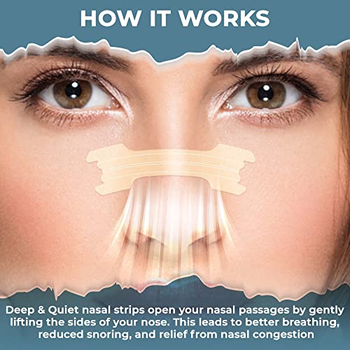 Deep & Quiet Nasal Strips, Tan, 60 Count, Reduce Snoring, Relieve Nose Congestion, Breathe Easier, Sleep Deeper